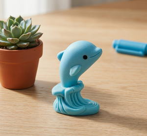 Figurines en résine colorées sur le thème de l'océan, créatures marines 3D, petits dauphins de dessin animé, décorations de gâteau d'anniversaire pour enfants, garçons, figurines - Product Image 5