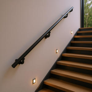 Pasamanos de Aluminio Negro para Escaleras, Montado en la Pared, 6 Pies, Barandilla Interior y Exterior, Diseño Contemporáneo - Product Image 2