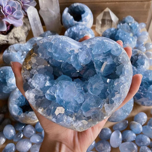 Cluster de Cristal Celestite Natural, Pedra Mineral Azul, Coleção de Ensino com Tema Geométrico, Ornamentos e Artesanato em Cristal - Product Image 2