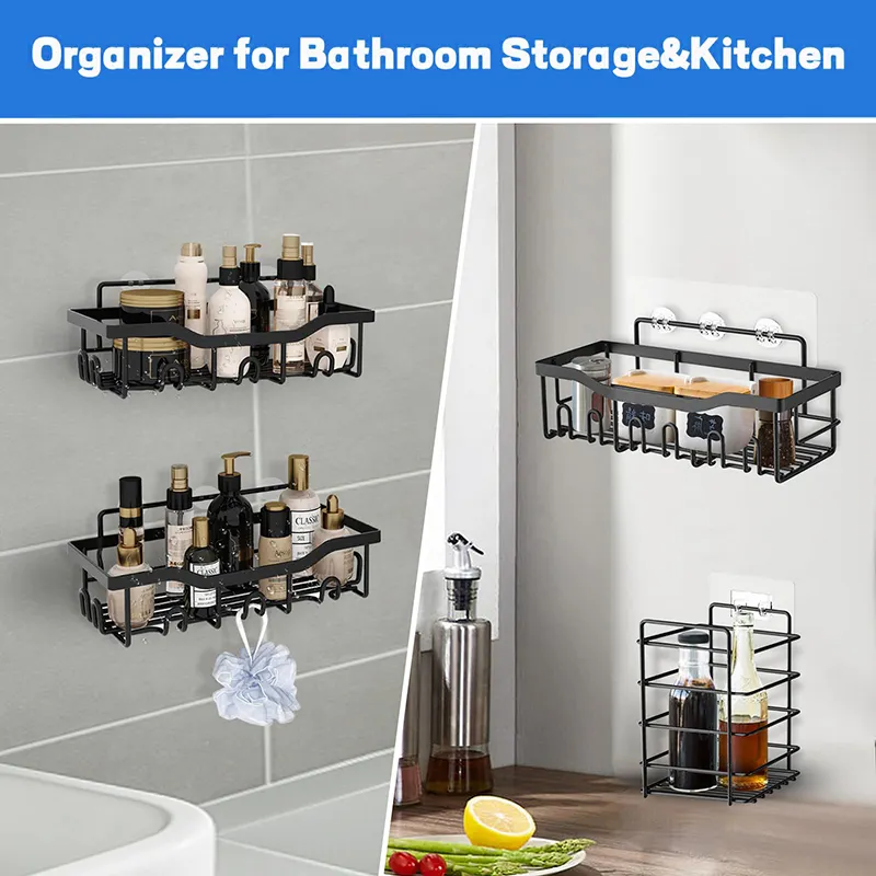 Wikien bagno doccia Organizer da cucina 5 Pack da doccia ripiano per doccia senza foratura a muro