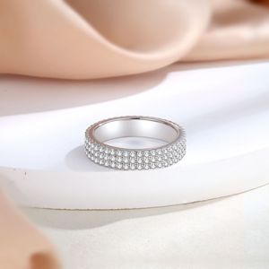 Thời trang sang trọng 925 Sterling Bạc của phụ nữ thu thập đám cưới thiết lập ba hàng với một vòng tròn đầy đủ Zircon Nhẫn phong cách hợp thời trang - Product Image 3