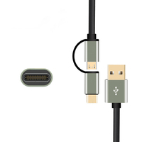 Kabel USB koil PVC pegas pengisian daya Tipe C mikro 2 In 1 emas terlaris