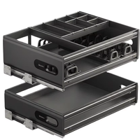 Organisateur de couverts de cuisine coulissant, panier de rangement semi-extensible pour ustensiles à fermeture douce, étagères de tiroir pour casseroles et assiettes