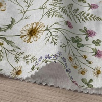 Nouvelle Tendance Tissu Premium de Haute Qualité 100% Lin 210gsm Imprimé Numérique Floral Personnalisé pour la Mode