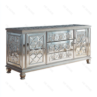 Meuble TV de ferme moderne argenté de luxe Meuble de salon en bois et cristal à miroir Nouveau meuble TV de bonne qualité