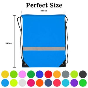 Mochila con Cordón de Poliéster con Logotipo Personalizado de Fábrica, con Tira Reflectante, Impermeable, para Deportes al Aire Libre - Product Image 4