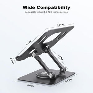 Support de tablette pour <span class=keywords><strong>iPad</strong></span> avec base rotative à 360°, support réglable pour le dessin, compatible avec <span class=keywords><strong>iPad</strong></span> Pro/Air/Mini 5-12 pouces - Product Image 3