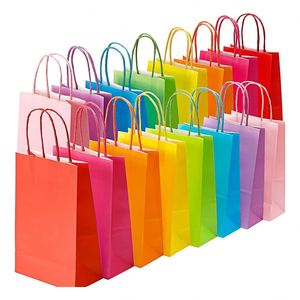 <b>Small</b> <b>Gift</b> Kraft Paper Party Bulk Goodie Bags with Handles for Kids Birthday Wedding Baby Shower Crafts Recyclable Party Bags - Product Image 1