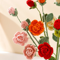 36cm Fleur artificielle en tricot fait main Rose Fleur au crochet pour la décoration intérieure