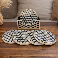 Sous-verres ronds en nacre incrustée, tapis décoratifs faits à la main, dessous de verre pour table basse, pour la maison et le café
