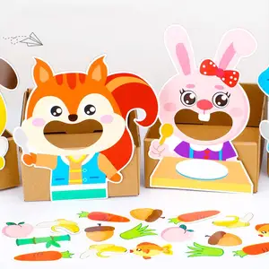 1 개 재미있는 DIY 피드 동물 퍼즐 장난감 유치원 몬테소리 상상력 개발 어린이 교육 완구 공예 장난감