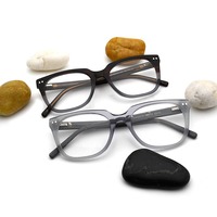 Gafas de acetato de alta calidad con bisagras de resorte, montura cuadrada, lentes ópticas de diseñador para mujer