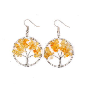 Pendientes de Moda para Mujer, Estilo Cabala, 7 Chakras, Piedra Natural, Árbol de la Vida, Joyería - Product Image 1