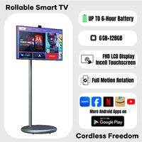 Monitor de Pantalla Táctil de 27 Pulgadas, Televisor Inteligente Móvil con Soporte, Televisor Inteligente Portátil con Android 15, Pantalla LCD Enrollable, Televisor Móvil Inteligente