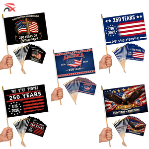 ธงแขวนมือทำมือลายครบรอบ 250 ปี สหรัฐอเมริกา สำหรับตกแต่งห้อง <span class=keywords><strong>บ้าน</strong></span> สนามหญ้า ฉากหลัง งานพาเหรด พร้อมเสาไม้ขนาด 30 ซม. ผ้าโพลีเอสเตอร์ 75D พร้อม Nuoxin - Product Image 1
