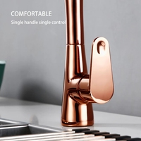 Robinet de cuisine de luxe en laiton massif or rose, monotrou, à poser sur comptoir, mitigeur chaud/froid pour projets hôteliers et villas