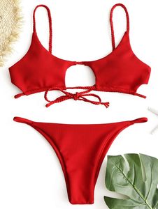 ZAFUL Ensemble <span class=keywords><strong>de</strong></span> bikini découpé côtelé pour <span class=keywords><strong>femme</strong></span> Maillots <span class=keywords><strong>de</strong></span> <span class=keywords><strong>bain</strong></span> à cordes <span class=keywords><strong>String</strong></span> brésilien sexy Bikini Maillots <span class=keywords><strong>de</strong></span> <span class=keywords><strong>bain</strong></span> deux pièces - Product Image 4