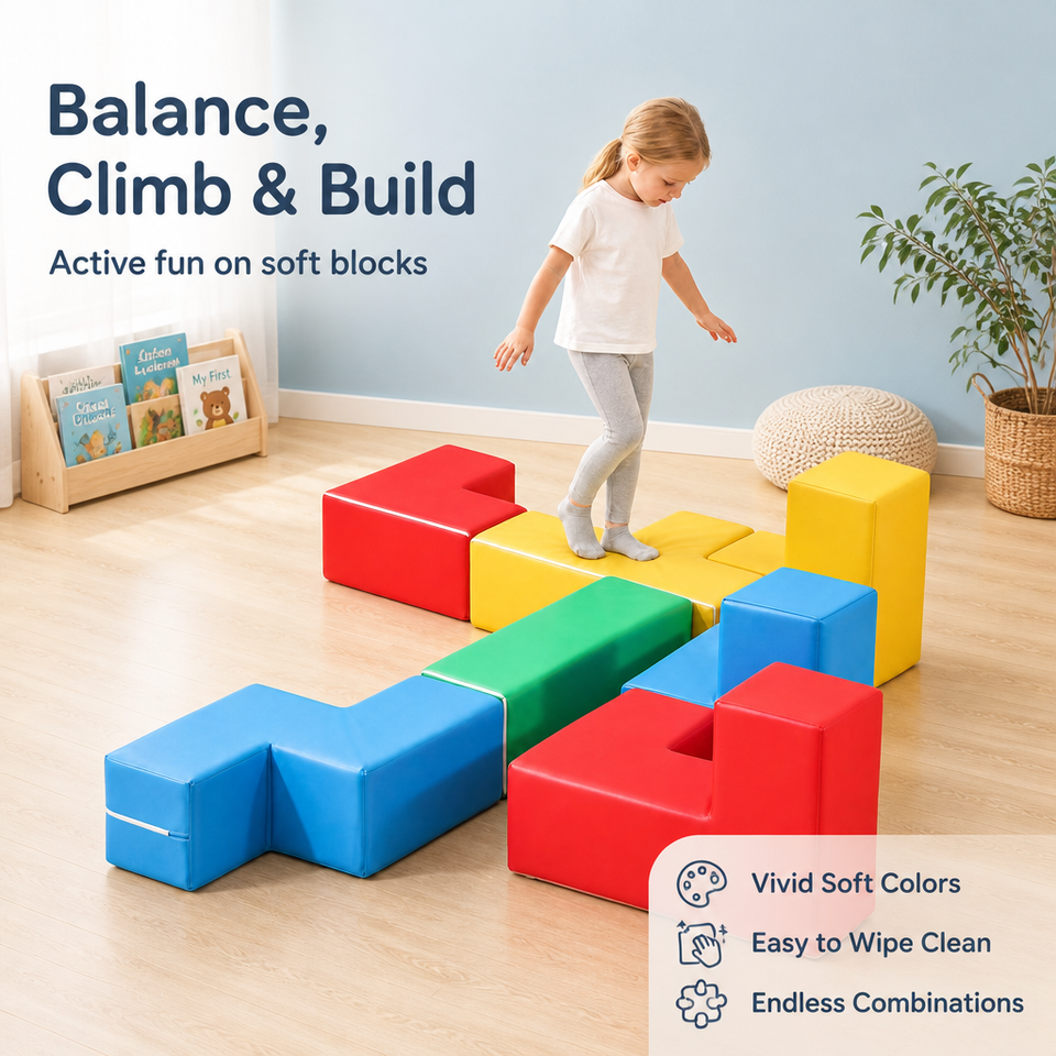 Toddler Foam Building Blocks 60cm Big Soft Stacking Cubes Kids ...