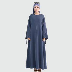 Majestic Sorbet Blue Abaya Mangas abullonadas suaves Pajarita delicada Puños atados Cintura definida Esculpir sin esfuerzo Grace Falda - Product Image 1