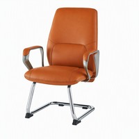 Chaise d'invité cantilever à accoudoirs en C 502, en cuir PU, base chromée, dossier haut, pour réunion et conférence, noir, blanc, orange