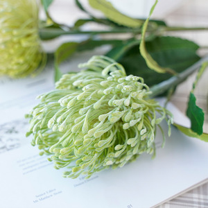 Fleur artificielle floquée en plastique et soie, jaune clair et blanc, haute simulation, pour décoration maison et mariage - Product Image 3