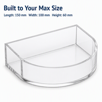 Plateau ouvert demi-rond en acrylique Calic, boîte de rangement transparente pour clés, stylos, petits objets, taille personnalisée, OEM, vente en gros