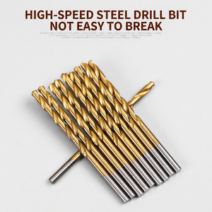 Twist <b>Drill</b> <b>Bit</b> Set 1-3mm HSS Titanium Plated Gold Finish <b>Wood</b> Drilling Tool 50Pc - Product Image 3