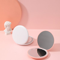 Led Lighted Travel Makeup Mirror Small Round Rechargeable Mirror Folding Portable Pocket Mini Cosmetic Mirror
