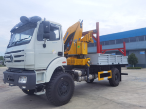 รถบรรทุกขนส่งบุคลากรขับเคลื่อนสี่ล้อแบบ 4x4 AWD พวงมาลัยขวา ยี่ห้อ Beiben พร้อมเครนไฮดรอลิก 6.3 ตัน สำหรับงานโลจิสติกส์ - Product Image 5