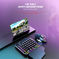 T-Wolf T19 Keyboard Gaming Satu Tangan Kiri untuk Pemain Game Ponsel dan Tablet 40 Tombol LED Backlit USB Berkabel Portabel Mini