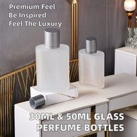 Bouteilles de parfum carrées en verre sablé de 30ml et 50ml, bouchon de pulvérisation à vis, distributeurs de liquide vides pour emballage, utilisation avec diffuseur
