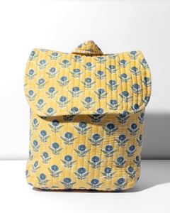Hand Block Printed Quilted <b>Backpacks</b>. with Button Closure. Can be Customised. Cotton Wading and Cotton Fabric - Product Image 1