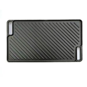 Cast Iron Diagonal Striped Grill Pan Rectangle Thickened Camping Steak Grilling Plate Double Sided Outdoor Use - Product Image 1