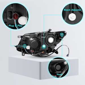 Autolamp Drl para halógeno modelo 2014 2015 2016 Nissan <span class=keywords><strong>Rogue</strong></span> conjunto de Faros con faro negro conductor y lado del pasajero - Product Image 4