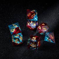 7 dés polyédriques uniques en nébuleuse liquide irisée pour jeux de rôle et divertissement en soirée