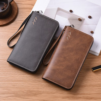 Dompet Pria Model Baru Bahan PU Format Panjang; Perdagangan Internasional Cina; Dompet Koin Kapasitas Besar Portabel Modis