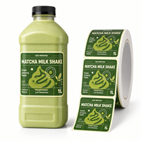 Étiquette personnalisée autocollante en vinyle pour bouteille de boisson, étiquette imperméable pour bouteille de matcha, de jus, impression OEM