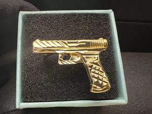 <span class=keywords><strong>Anello</strong></span> a Forma di <span class=keywords><strong>Pistola</strong></span> in Acciaio Inossidabile, Ciondolo Placcato Oro 18K, Gioiello Unisex - Product Image 2