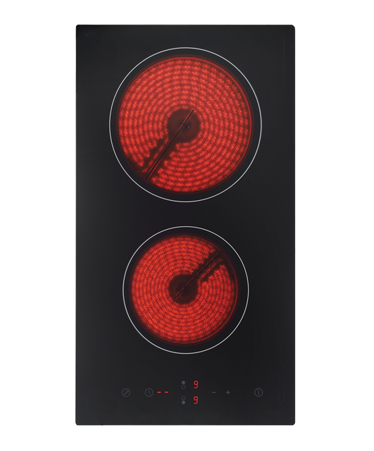 30cm Wide, 2 Cooking Zones, 9 Power Levels, Touch Control, Suitable for All Pots and Pans, Built-in Glass Ceramic Hob