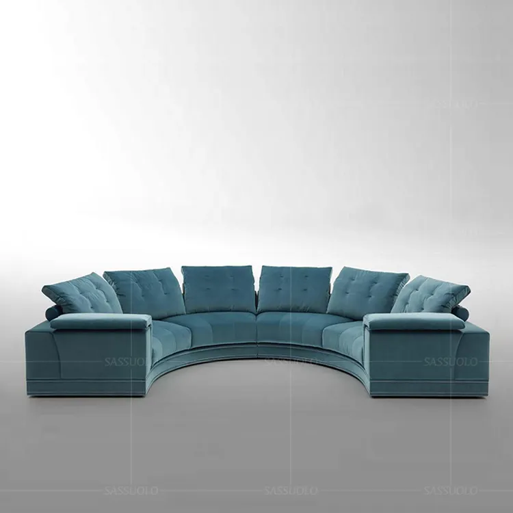 Sassuolo post modern design rotondo di velluto blu salon divano set soggiorno divano ad angolo