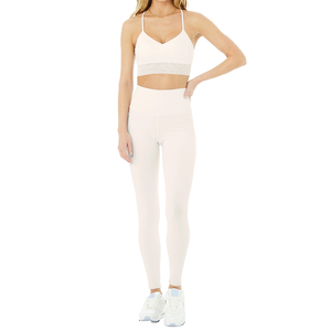 Ensemble de yoga pour femme taille XXL sur mesure, motif à carreaux, soutien-gorge élastique, leggings respirants, vêtements de sport imperméables à l'avant - Product Image 1