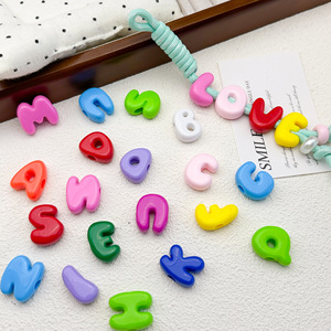 Acrylic <b>Large</b> Hole Letter <b>Beads</b> Chubby Alphabet Loose Spacer <b>Beads</b> DIY Keychains Jewelry Making Supplies Wholesale Bulk - Product Image 1