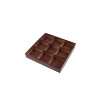 Plateau en bois multi-compartiments, plateau de service en bambou avec 9 sections, plateau à collation divisé en bois, boîte de rangement pour noix