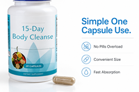 Capsules de nettoyage premium de 15 jours, favorisent la santé du côlon, aident à éliminer les déchets, complément détoxifiant doux pour adultes