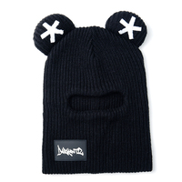 Pasamontañas con orejas de oso bordado acrílico personalizado, máscara de esquí de 1 Agujero, gorro para mujer, para montar y sombreros
