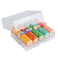 YH 200pcs Plateau de jetons de poker transparent en acrylique pour contenir 200pcs 40mm Chips Case avec couvercle