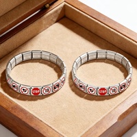 Etiquetas en inglés de fábrica: Charms italianos de acero inoxidable de 9 mm chapados en platino, de moda, para pulseras de charms y creación DIY