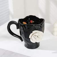 Mug Kopi Keramik Porselen Retro Buatan Tangan 11OZ Motif Bunga Lucu Aman untuk Mesin Cuci Piring dan Microwave Bebas Timbal Bebas Kadmium Dapat Digunakan Kembali