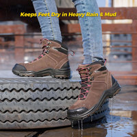 Bottes de sécurité imperméables à tige haute marron pour femmes, bottes de sécurité légères en composite pour la construction, l'entrepôt et le travail en extérieur