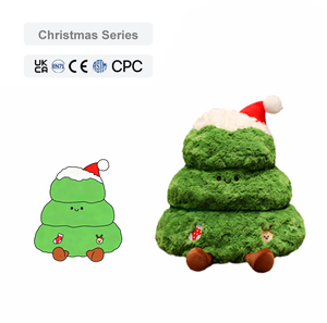 Jouet en peluche de Noël, scène créative de sapin de Noël et de bonhomme de neige, super doux, estampé or, anti-stress, personnalisable, décoration festive - Product Image 1